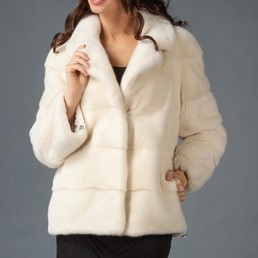 Норковая шуба с английским воротником 70см (Жемчуг)