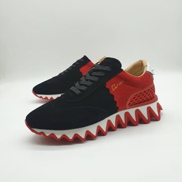 Мужские кроссовки Christian Louboutin черные с красной пяткой