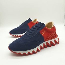 Мужские кроссовки Christian Louboutin темно-синие с красной пяткой