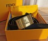 Кожаный ремень Fendi черный с золотой бляшкой