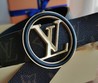 Кожаный ремень Louis Vuitton черный с орнаментом LV