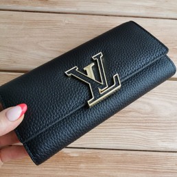 Кошелек кожаный Louis Vuitton черный 19х10