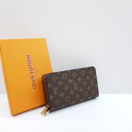 Портмоне Louis Vuitton коричневый с орнаментом LV с 2 молниями