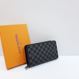Портмоне Louis Vuitton серый с черным с 2 молниями