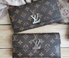 Кошелек кожаный Louis Vuitton коричневый с орнаментом LV 19х10,5