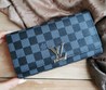 Кошелек кожаный Louis Vuitton серый с черным LV 19х10,5