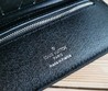 Кошелек кожаный Louis Vuitton серый с черным LV 19х10,5