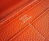 Женский кожаный кошелек Hermes оранжевый 20х12