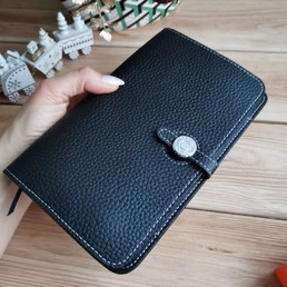 Женский кожаный кошелек Hermes черный 20х12
